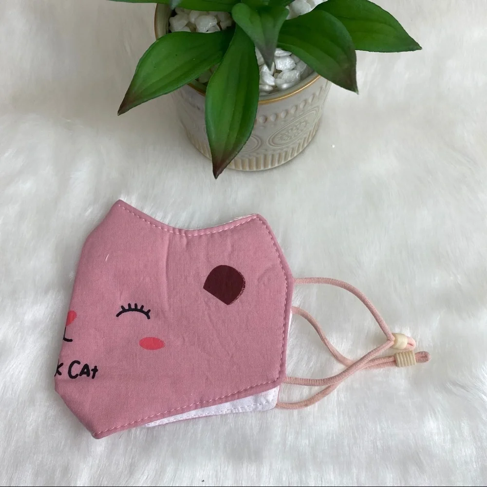 KIDS CUTE PINK CAT COTTON FACE MASK‎